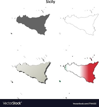 Sicily blank detailed outline map set vector image