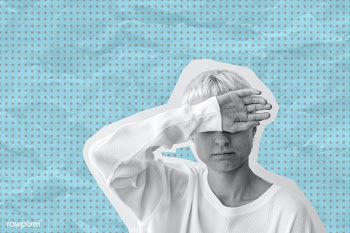 Sick woman having a headache blue banner | Free  illustration - 2330397