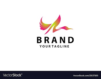 Side flying up duck goose swan logo art vector image