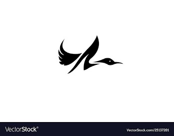 Side flying up duck goose swan logo art vector image