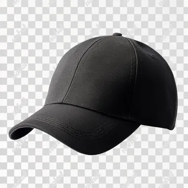 Side View of a Black Baseball Cap Isolated on White