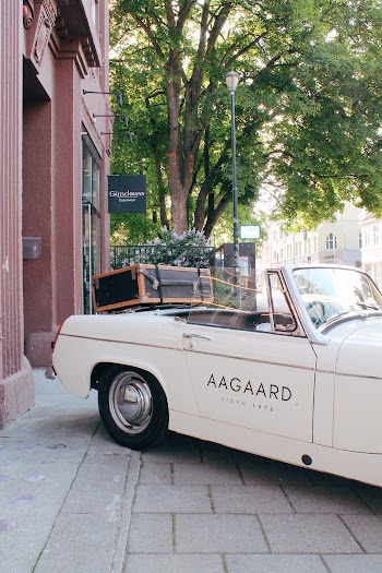 Side View Photo of White Convertible Coupe Parked Outside Building
