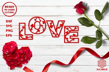 Sign 'Love' for laser cutting, CNC laser cutting template