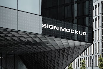 Sign on Corporate Building Mockup