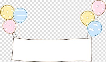 Signage with balloons illustration, Paper Yellow Pattern, Balloon border transparent background PNG clipart