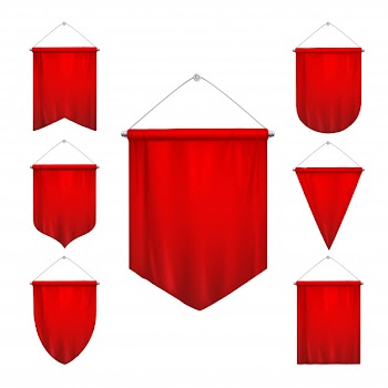 Signal red sport pennants triangle flags various shapes tapering hanging pennons banners realistic set isolated  illustration Free Vector