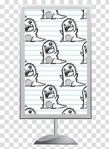 Signboards , gray pedestal frame with monster drawings transparent background PNG clipart