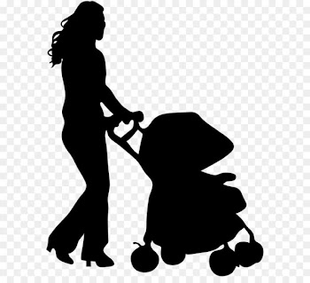 Silhouette Baby transport Clip art - Female Silhouette with Baby Stroller PNG Clip Art Image 