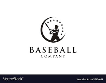 Silhouette baseball player logo design vector image