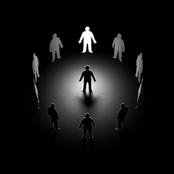 Silhouette Circle of Figures with Central Focus