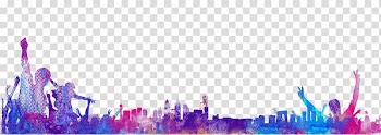 Silhouette Concert Poster, Color building silhouette figures transparent background PNG clipart