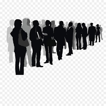 Silhouette Crowd Drawing Illustration - A sea of people flattened 