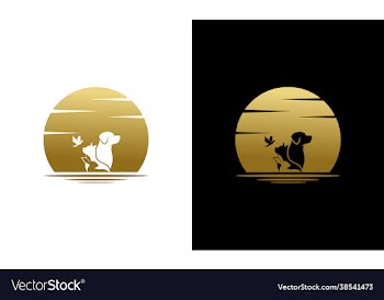 silhouette dog bird rabbit and golden moon