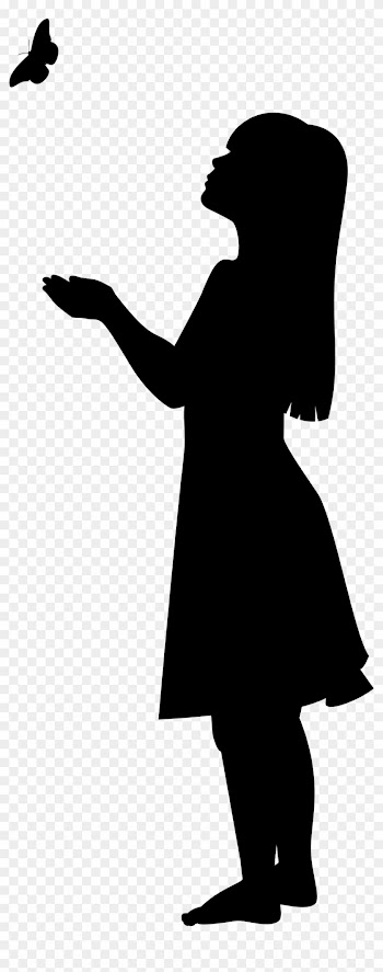 Silhouette Girl Group - Girl With Butterfly Silhouette