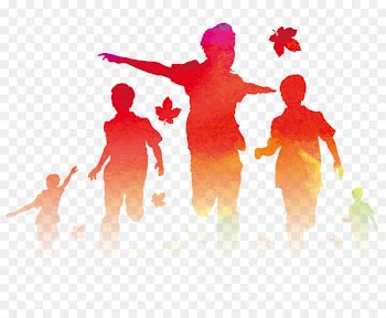 Silhouette Illustration - Children running 