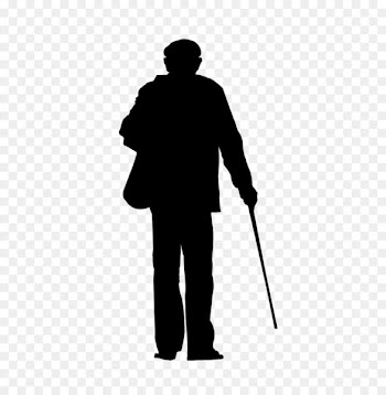 Silhouette Illustration - Lonely old man back 