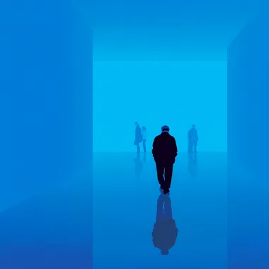 Silhouette in an All-Blue Room