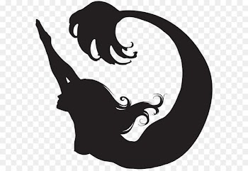 Silhouette Light Portrait Design - Swimming Mermaid Silhouette PNG Clip Art 