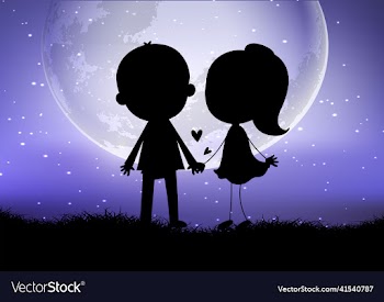 silhouette love couple in the field