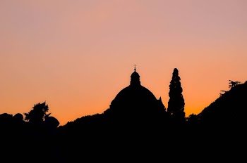 silhouette mosque under sunset