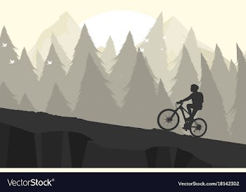 Silhouette mountain bike scene vector image