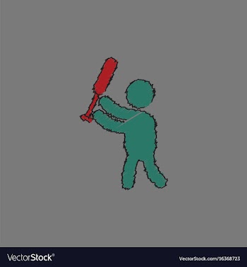 Silhouette of a baseball player in hatching style vector image