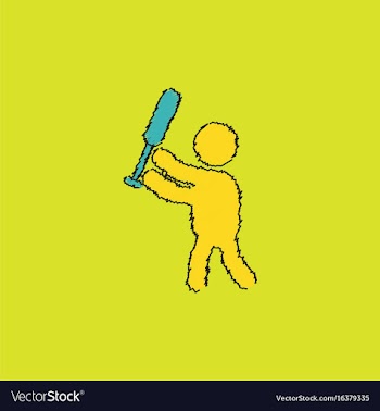 Silhouette of a baseball player in hatching style vector image