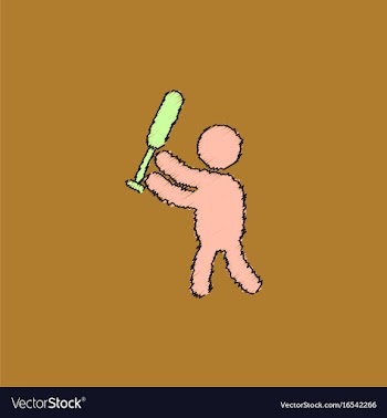 Silhouette of a baseball player in hatching style vector image