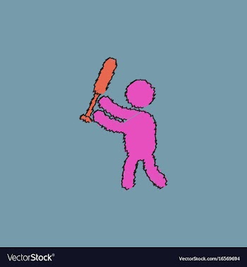 Silhouette of a baseball player in hatching style vector image