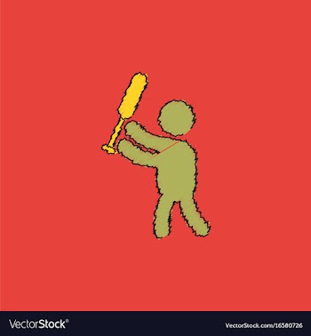 Silhouette of a baseball player in hatching style vector image