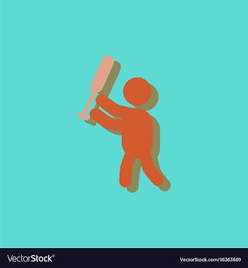 Silhouette of a baseball player in sticker style vector image