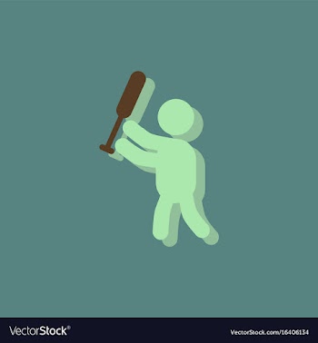 Silhouette of a baseball player in sticker style vector image