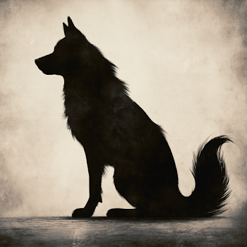 Silhouette of a Dog Sitting Gracefully