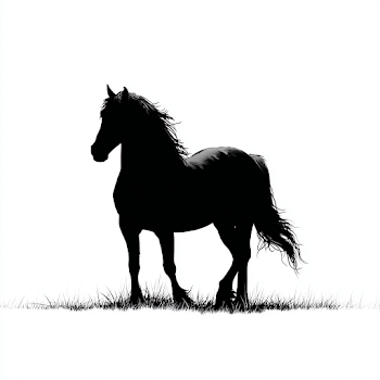 Silhouette of a Friesen Horse on White Background