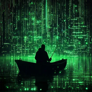 Silhouette of a Hacker Fishing in a Data Lake