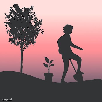 Silhouette of a man gardening vector | Free stock vector - 488575