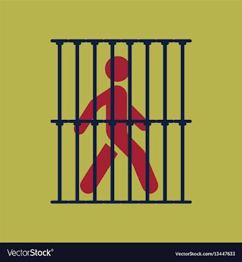 Silhouette of a man in jail sign vector image