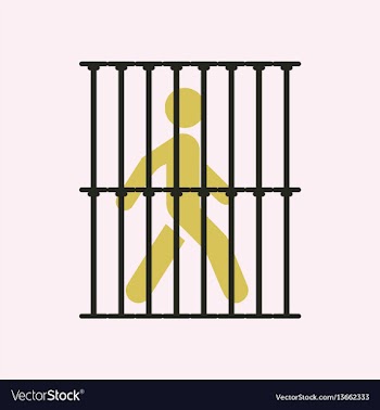 Silhouette of a man in jail sign vector image