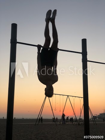 silhouette of a man on venice beach fitness