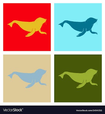 Silhouette of a sea lion icon on the white vector image