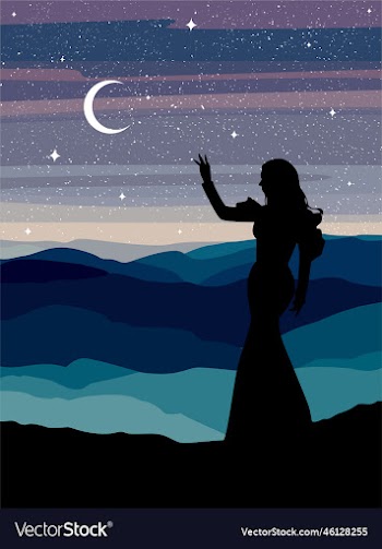 silhouette of a woman in a long dress