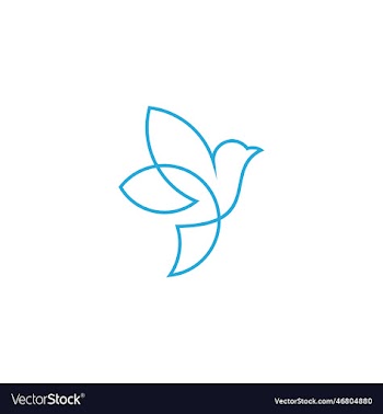 silhouette of abstract birds in line on blue