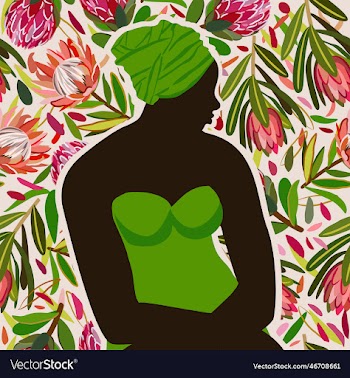 silhouette of african woman in green turban
