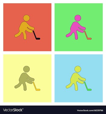 Silhouette of athlete practicing hokey collection vector image