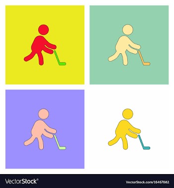 Silhouette of athlete practicing hokey collection vector image