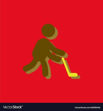 Silhouette of athlete practicing hokey in sticker vector image