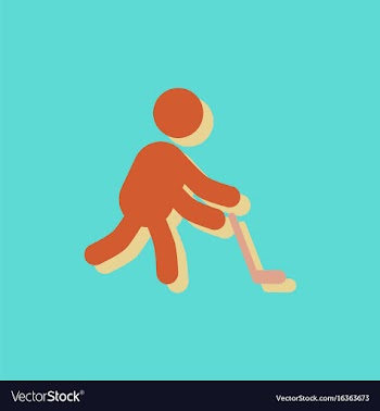 Silhouette of athlete practicing hokey in sticker vector image