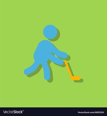 Silhouette of athlete practicing hokey in sticker vector image