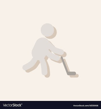 Silhouette of athlete practicing hokey in sticker vector image