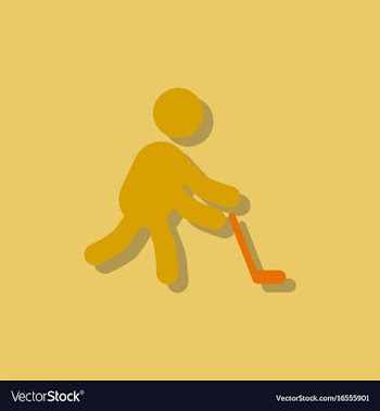 Silhouette of athlete practicing hokey in sticker vector image